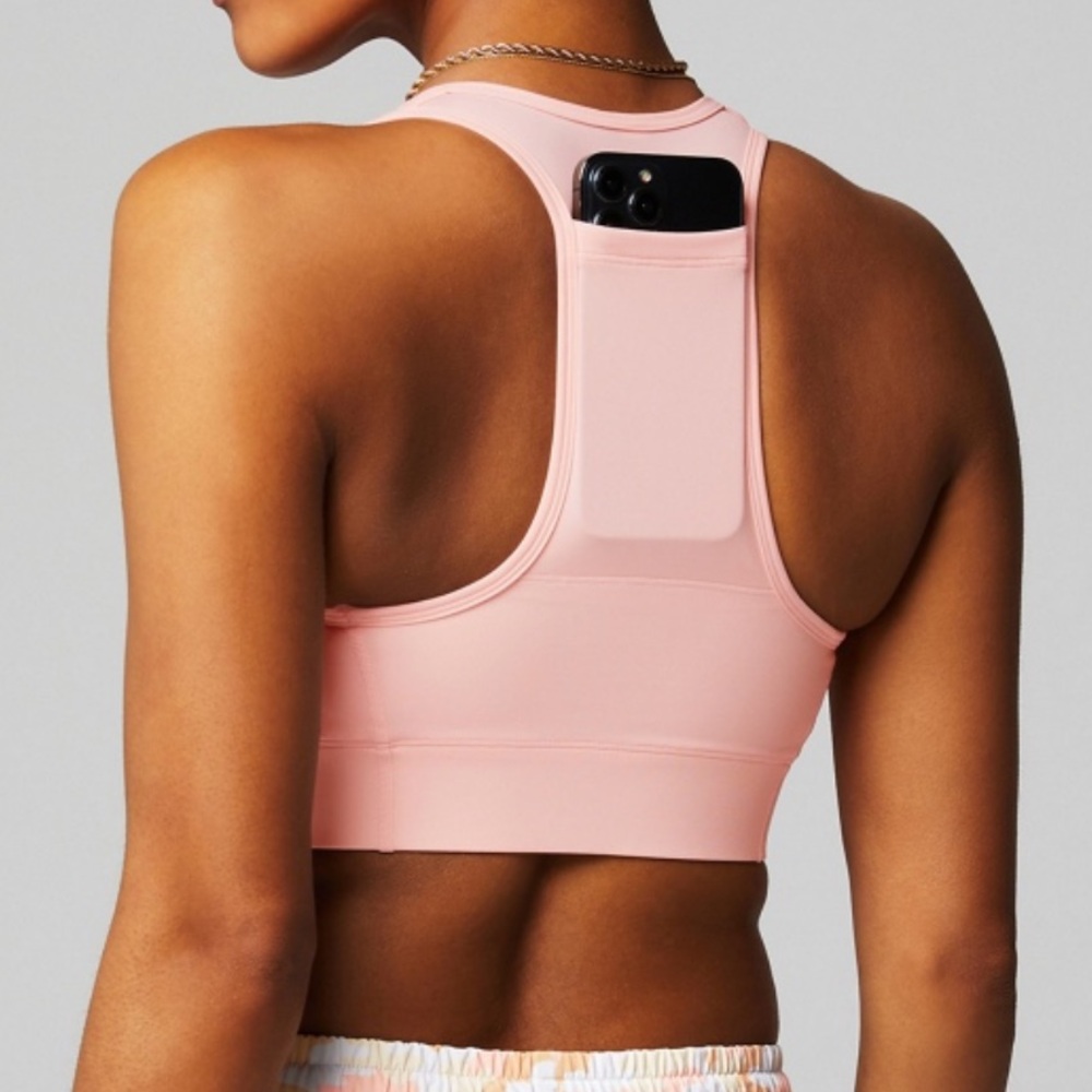 FABLETICS Light Capri Coral On-The-Go Zip Medium Impact Sports Bra L - Picture 2 of 11